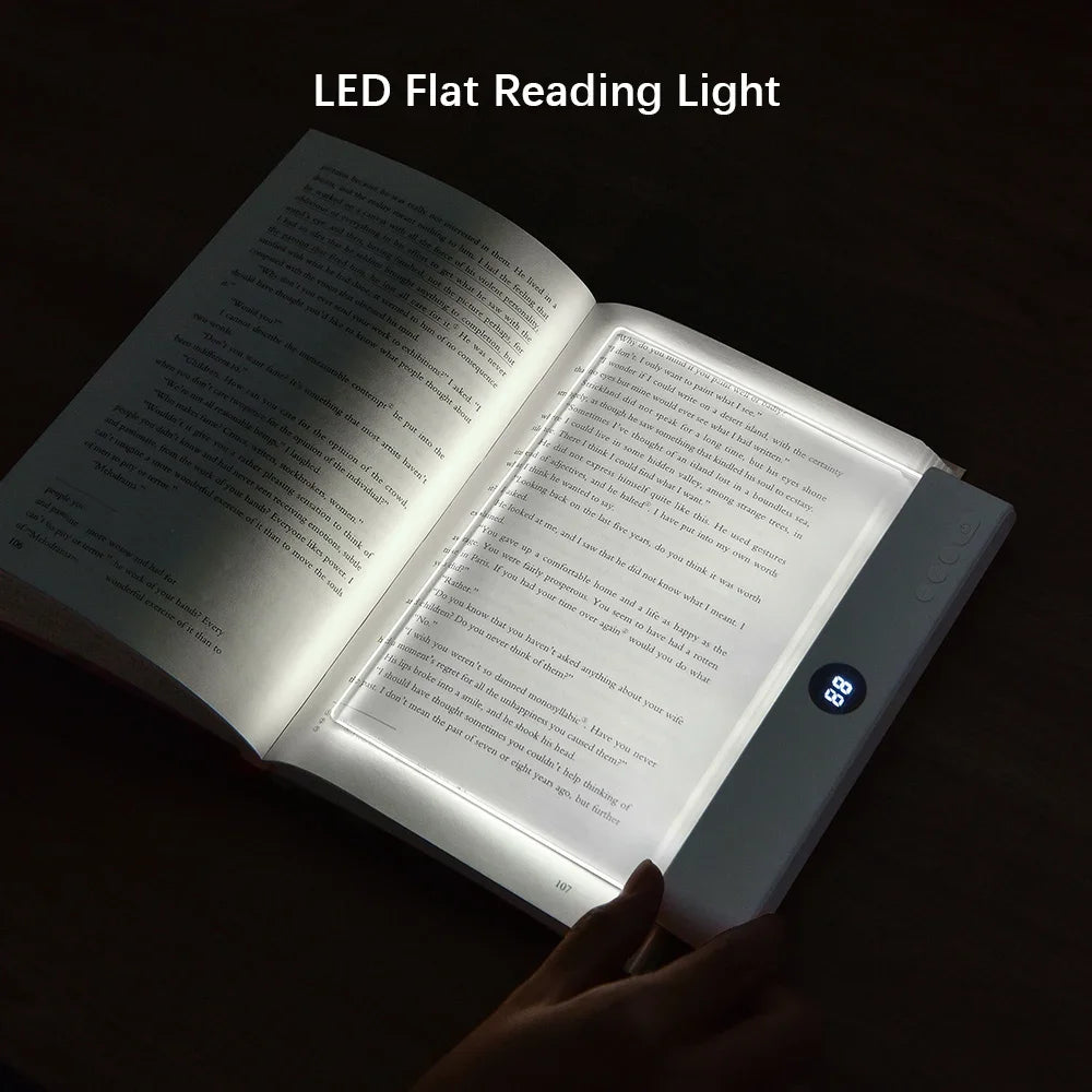 Book Light, Led Lights, Rechargeable LED Flat Book Lights，3 Colors & Timer, Dimmable Panel Plate Book Lamp