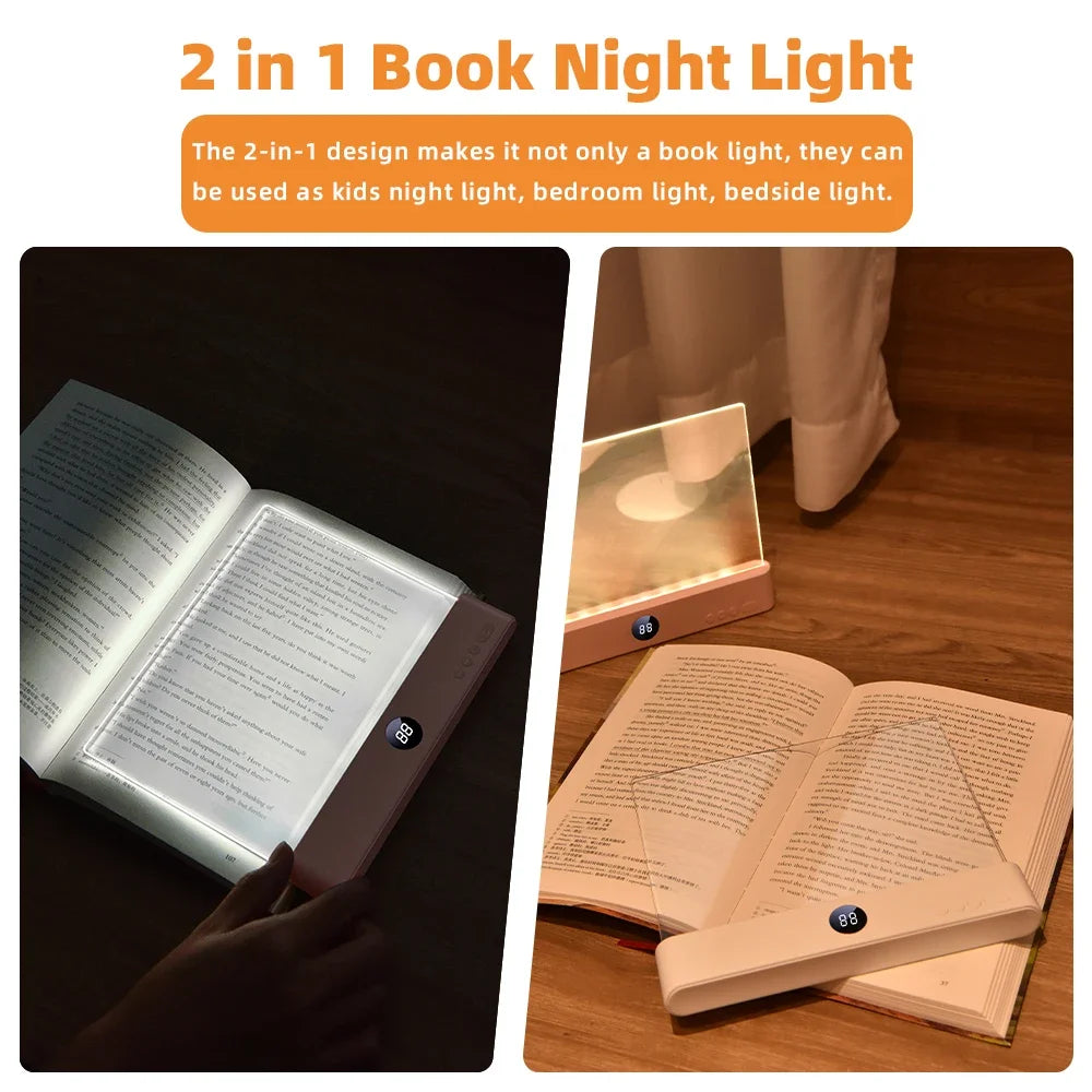 Book Light, Led Lights, Rechargeable LED Flat Book Lights，3 Colors & Timer, Dimmable Panel Plate Book Lamp
